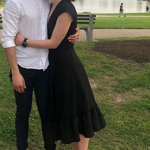 Reformation black linen wrap dress, size xs